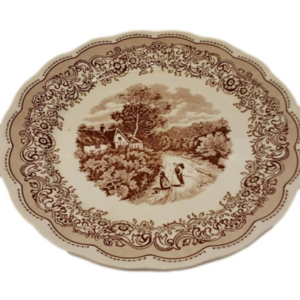 𝅺vintage Swiss Landscape Dinner Plate White Brown landscape dish plate 9.5"diam